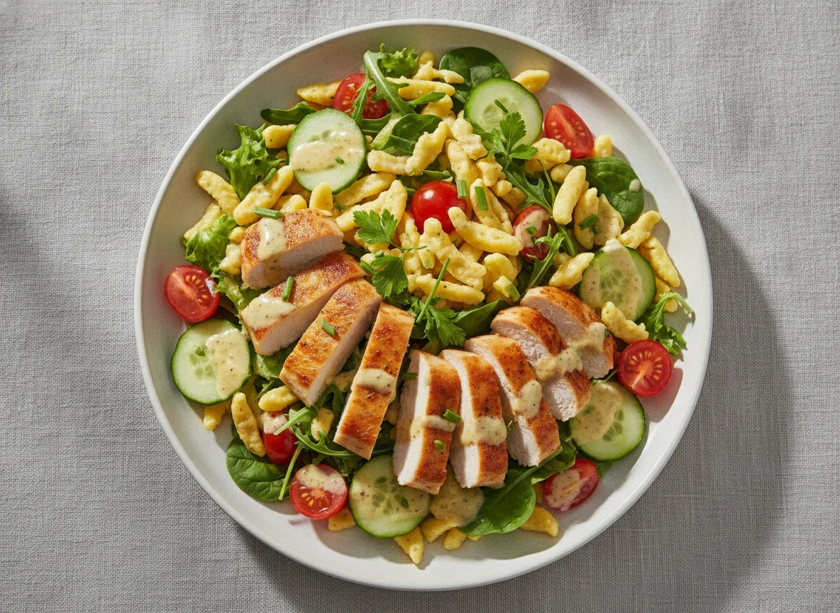 Hähnchensalat mit Nudeln photo