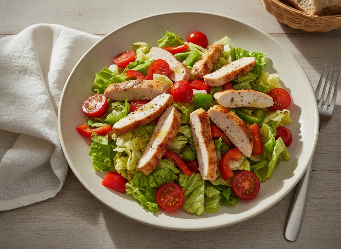Hähnchensalat mit Paprika und Tomaten photo