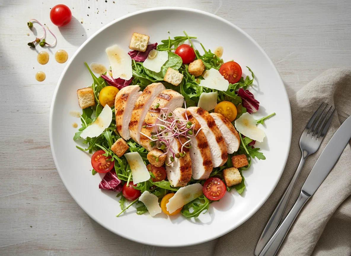 Hähnchensalat mit Parmesan und Kirschtomaten photo