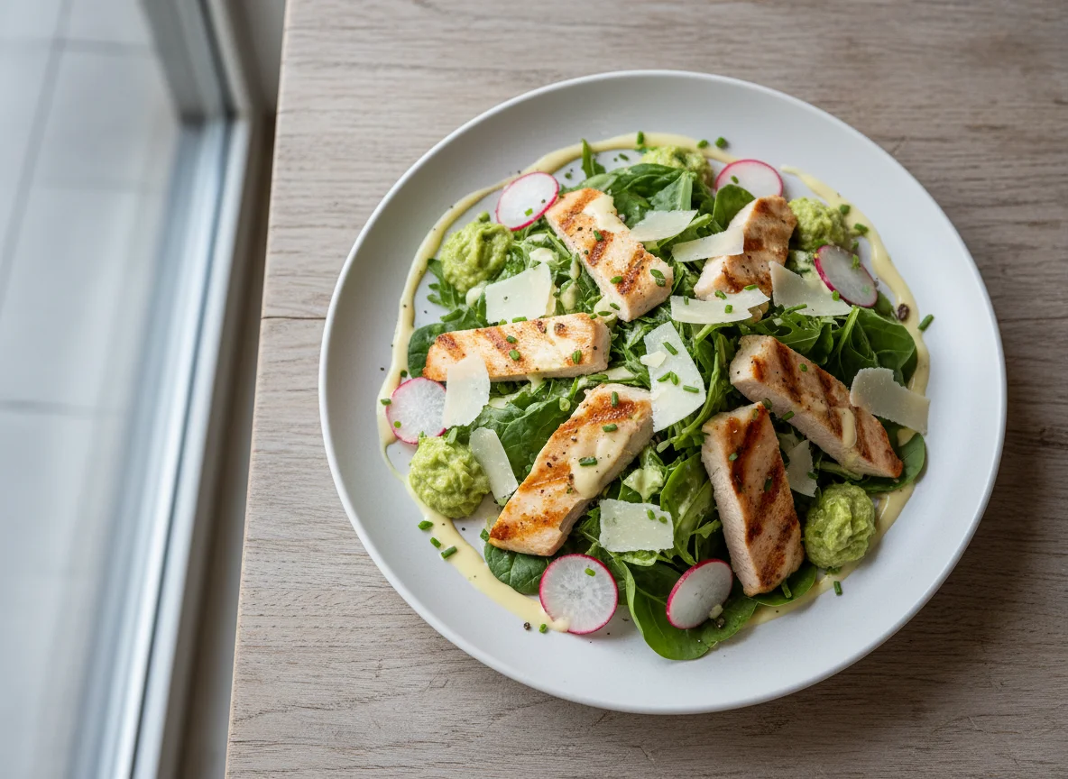 Hähnchensalat mit Parmesan und Radieschen photo