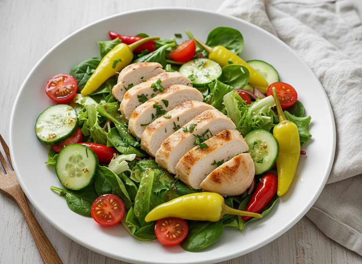 Hähnchensalat mit Peperoni photo