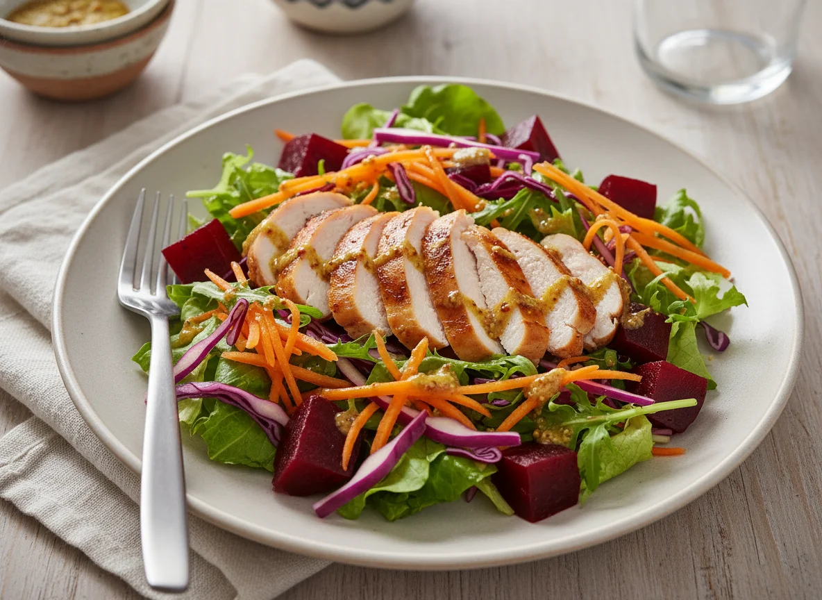 Hähnchensalat mit Roter Bete und Karotten photo