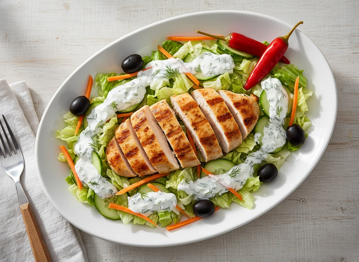 Hähnchen-Salat mit Tzatziki photo
