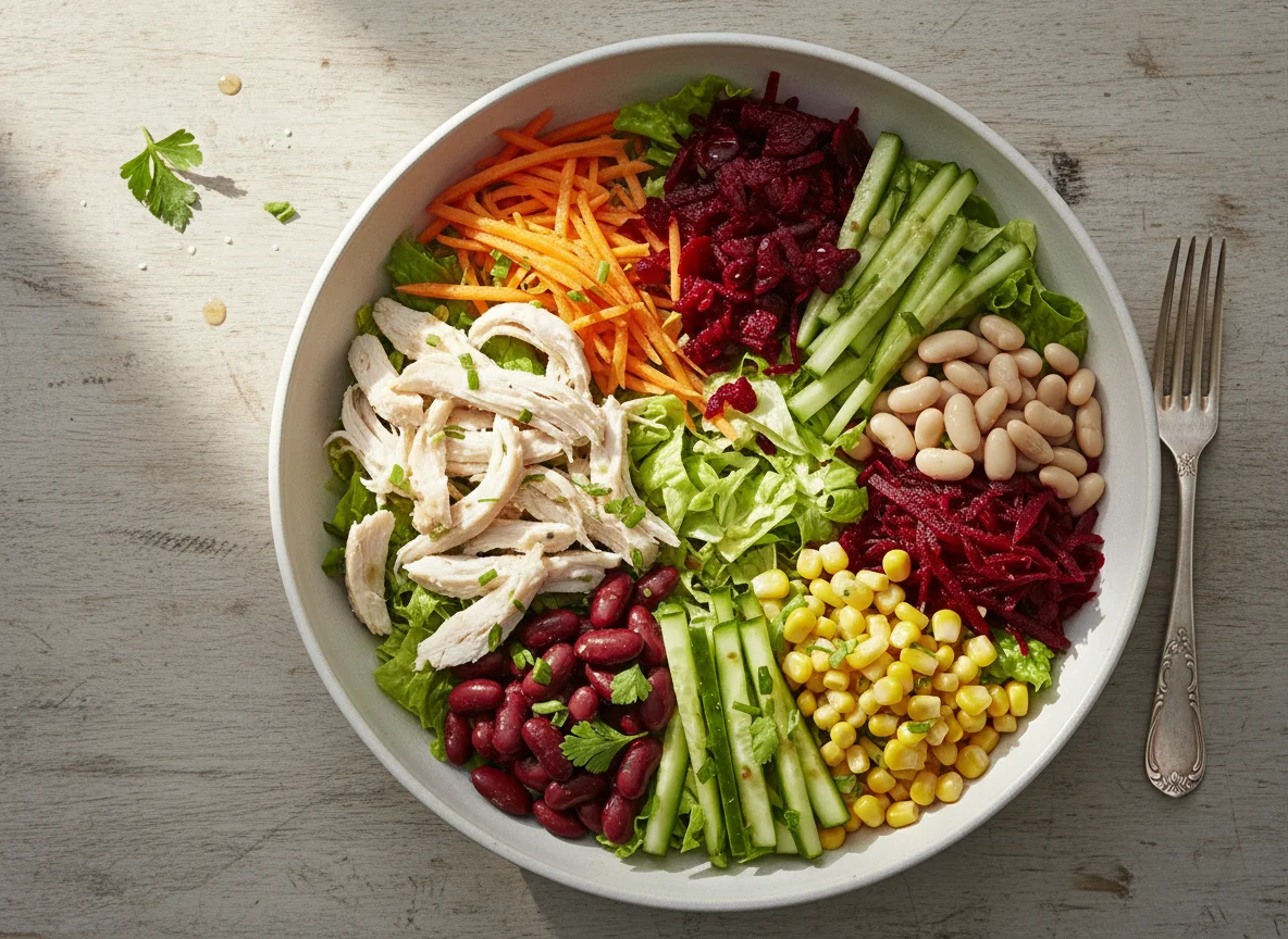 Hähnchensalat mit verschiedenen Gemüsesorten photo