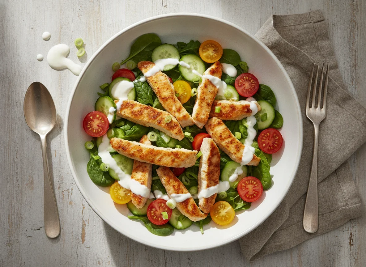 Hähnchen-Salat-Bowl mit Joghurt-Dressing photo