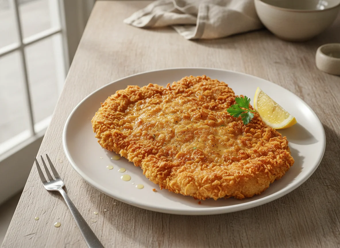 Hähnchenschnitzel mit Cornflakes-Panade photo