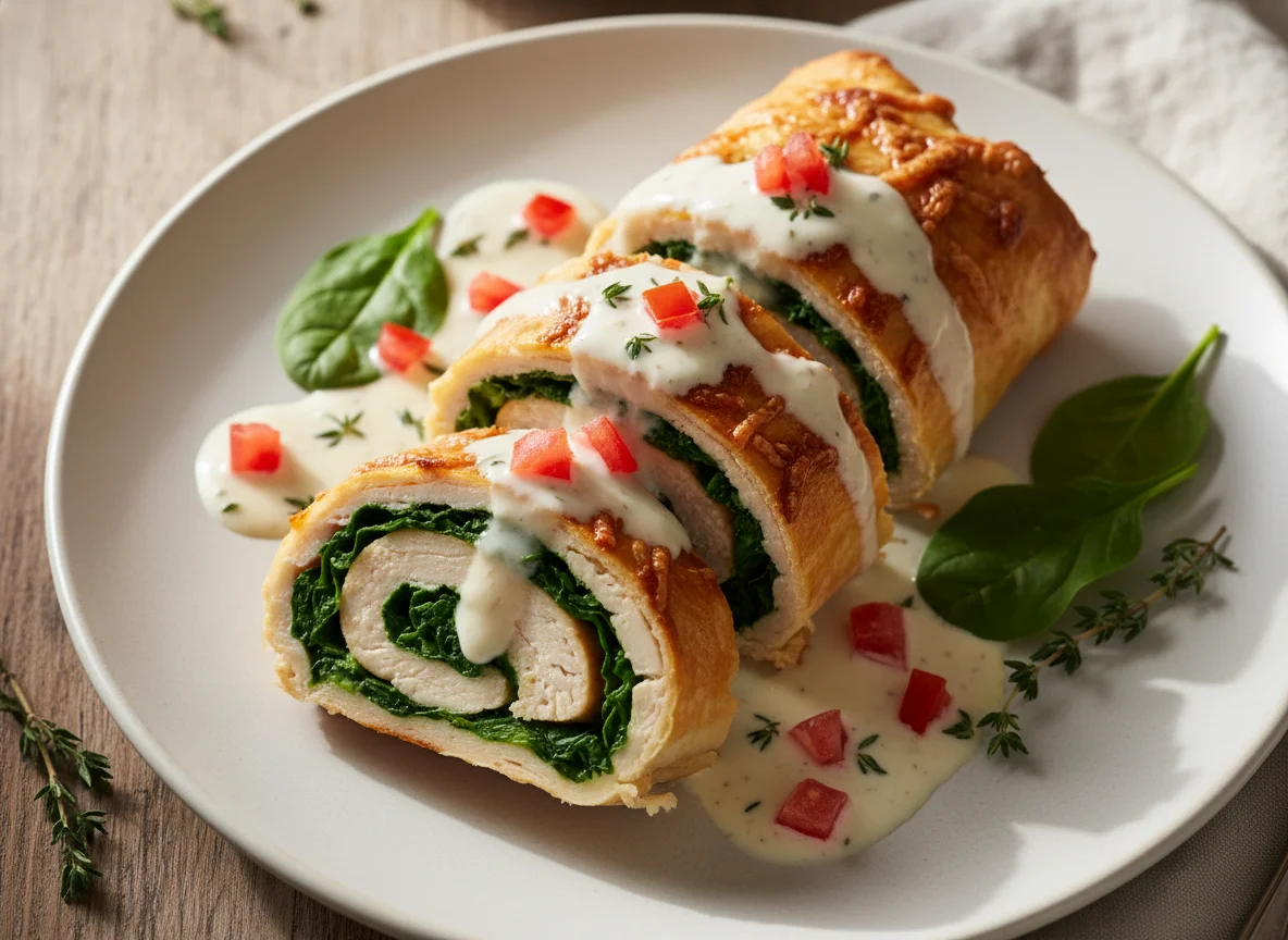 Hähnchen-Spinat-Rolle photo