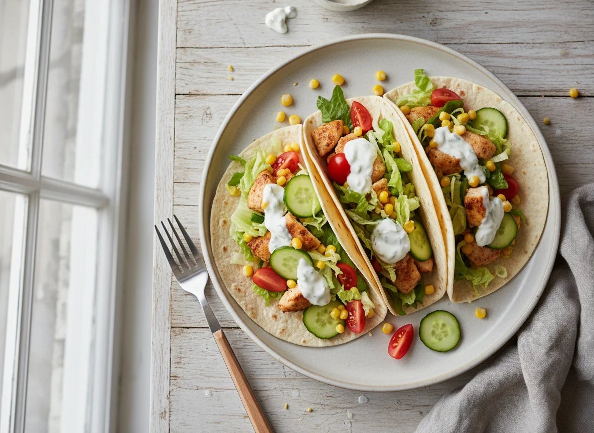 Hähnchen-Tacos mit Salat photo
