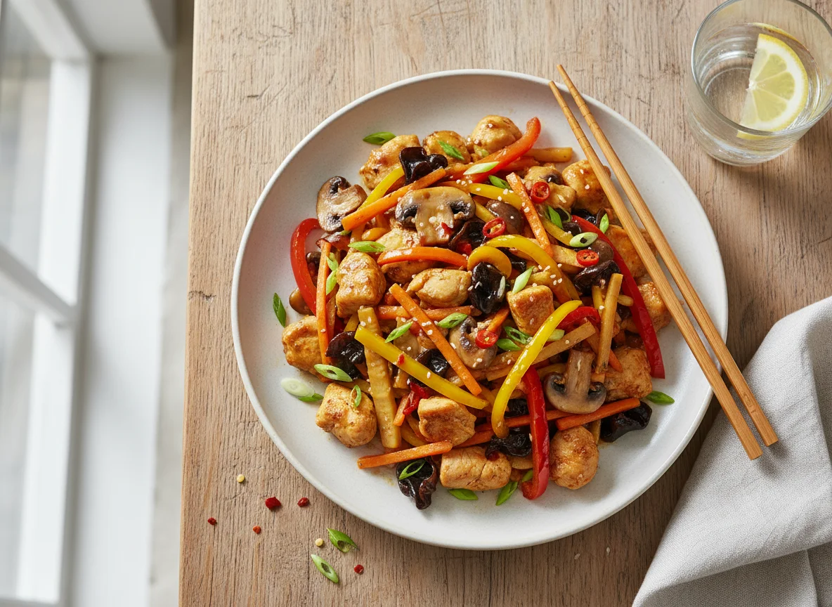 Hähnchen-Wok mit Gemüse photo