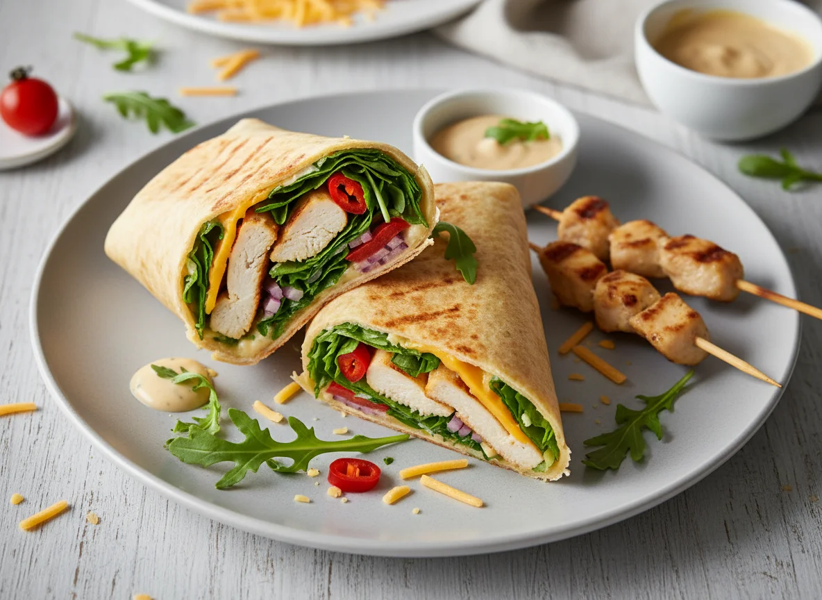Hähnchen-Wrap mit Cheddar und Rucola photo