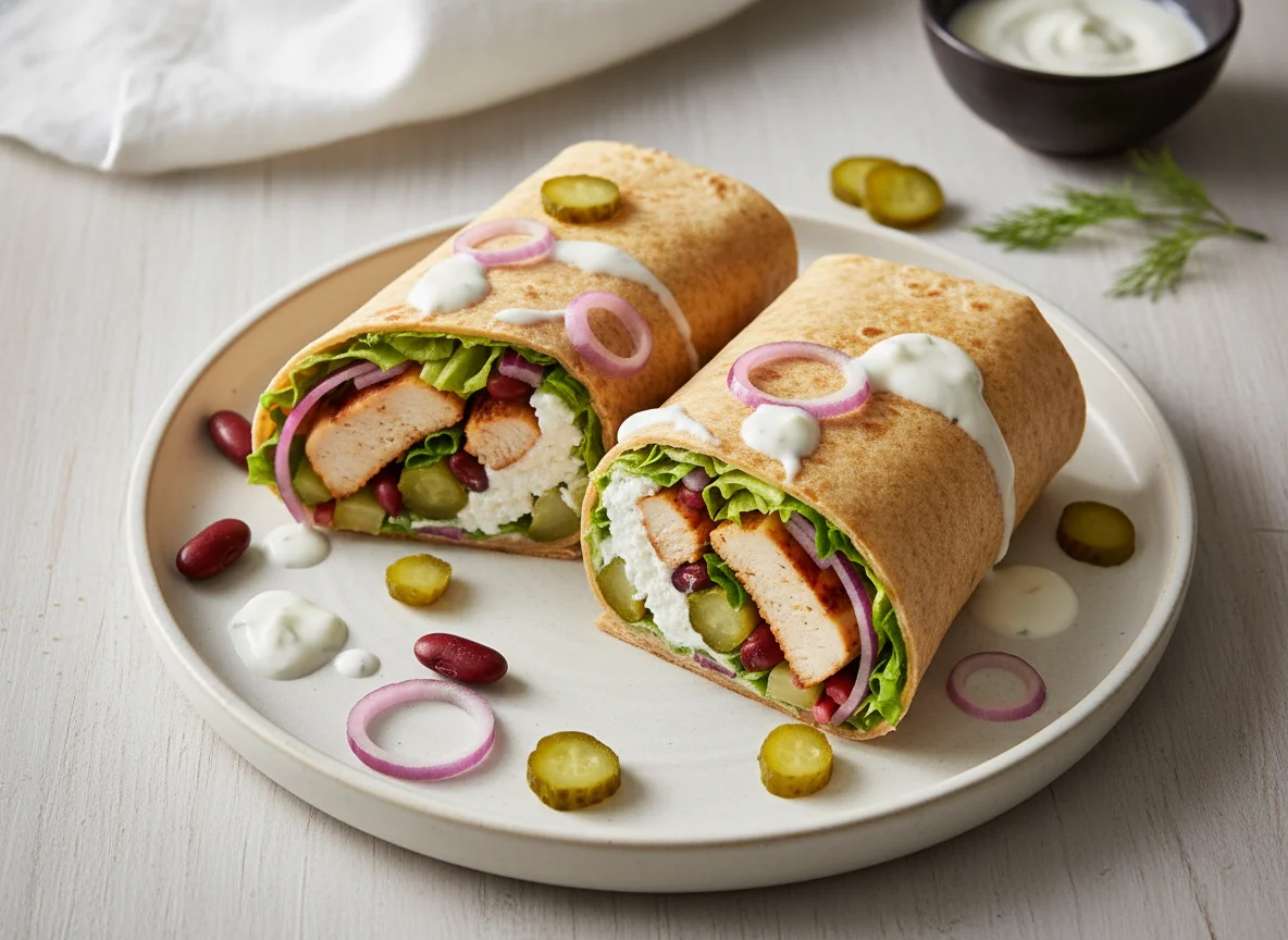 Hähnchen-Wrap mit Hüttenkäse photo