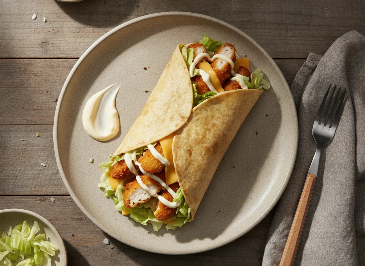 Hähnchen-Wrap mit Käse und Salat photo