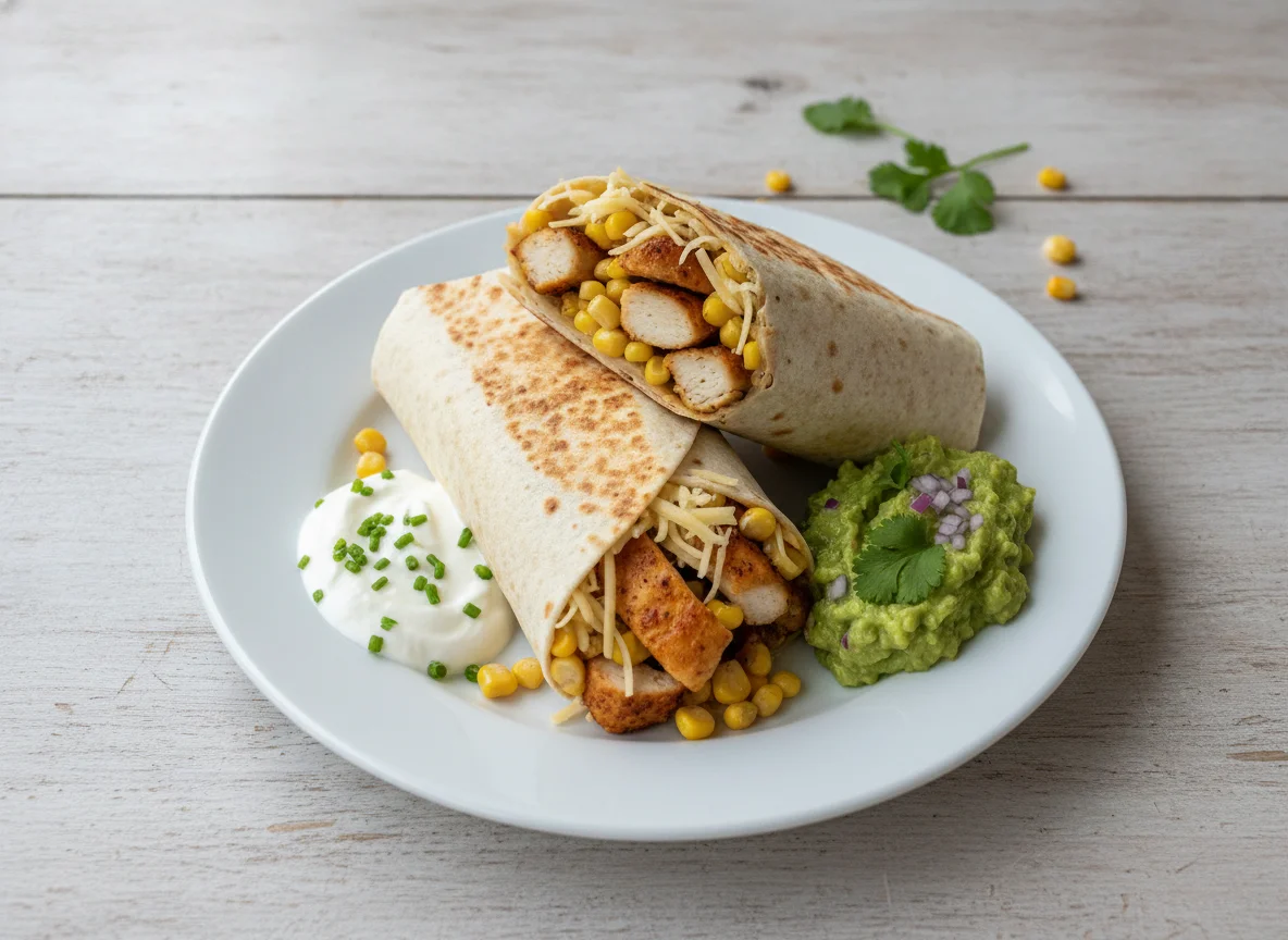 Hähnchen-Wrap mit Mais und Käse photo