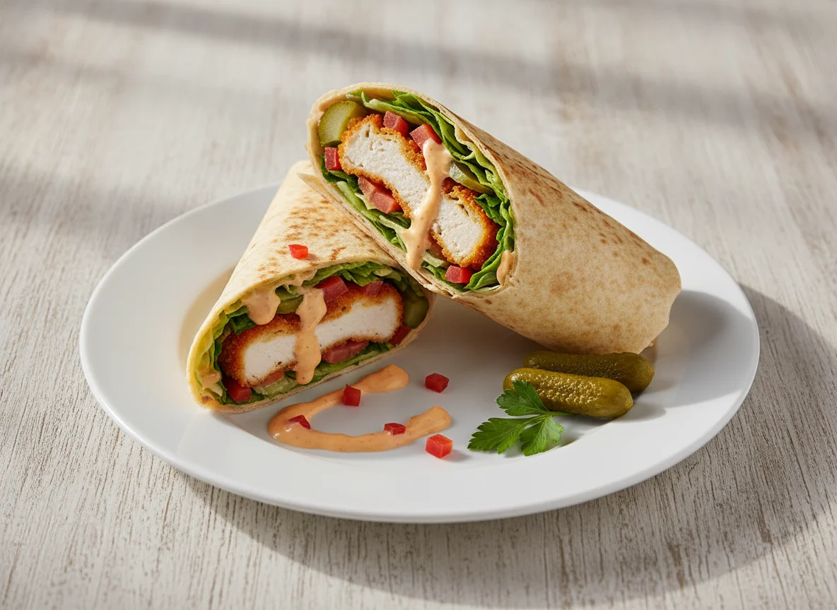 Hähnchen-Wrap mit Panade photo