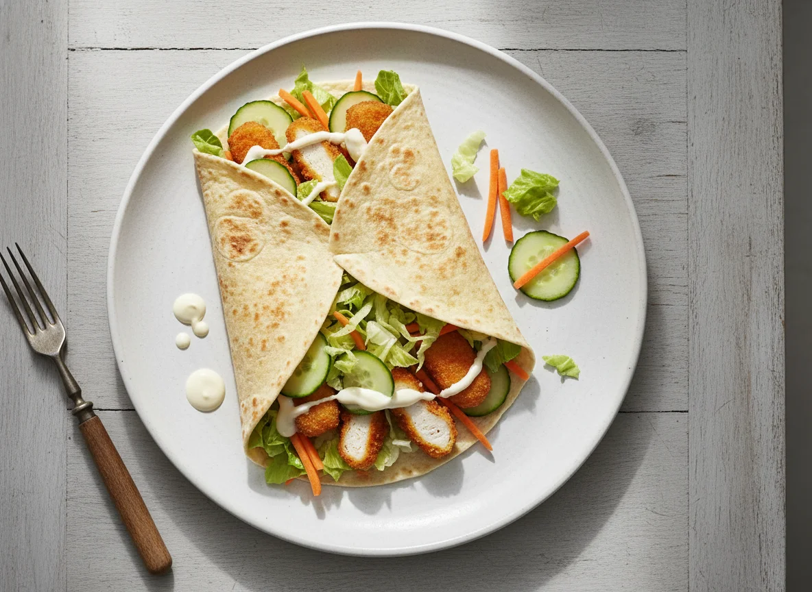 Hähnchen-Wrap mit Salat photo