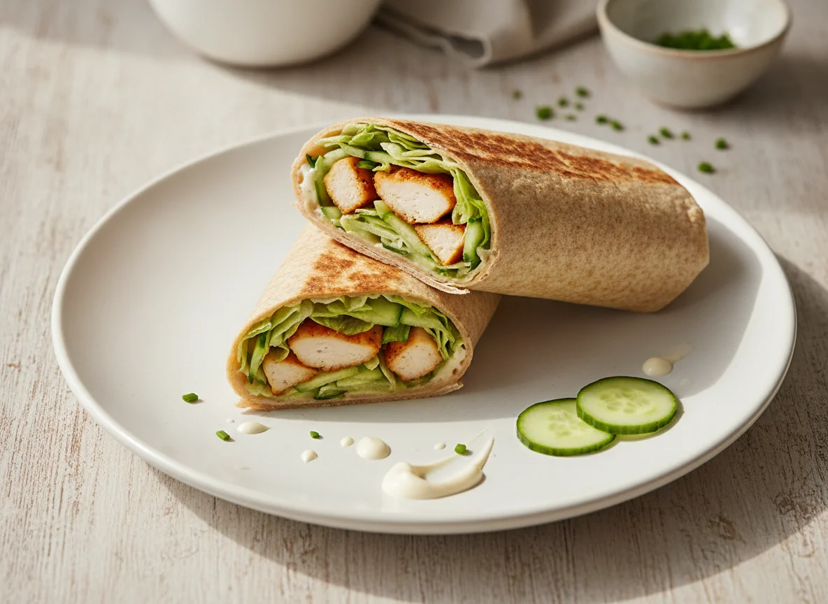 Hähnchen-Wrap mit Salat und Mayonnaise photo