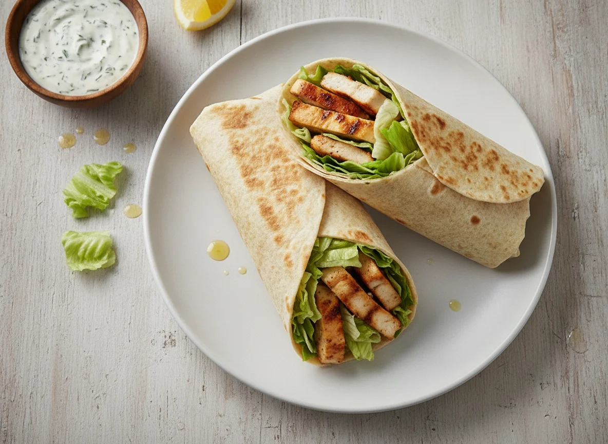 Hähnchen-Wraps mit Salat photo