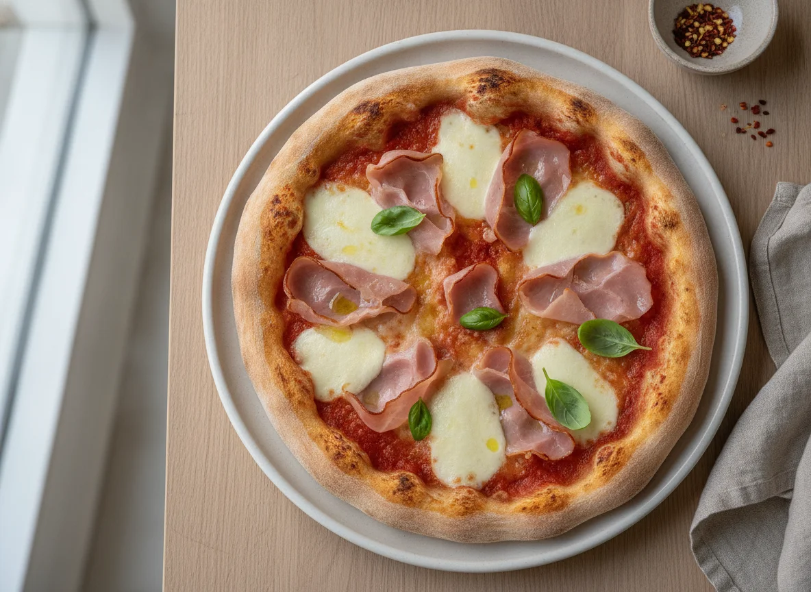 Halbe Pizza mit Schinken photo