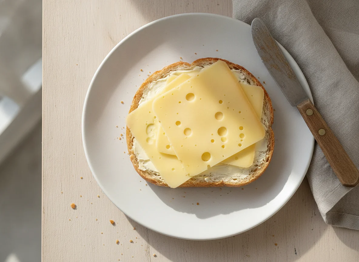 Halbes Brötchen mit Käse photo