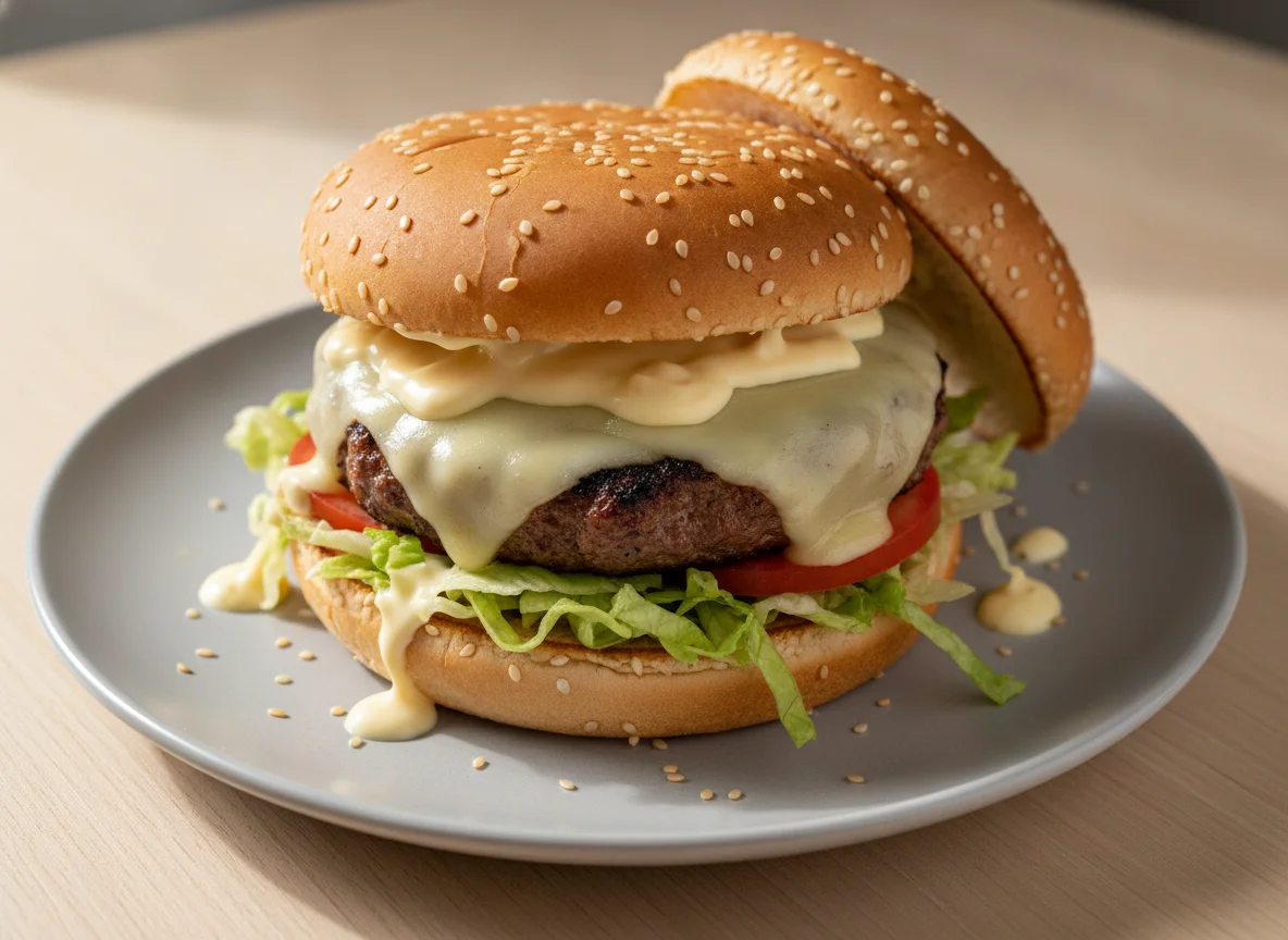 Hamburger mit Käse und Salat photo
