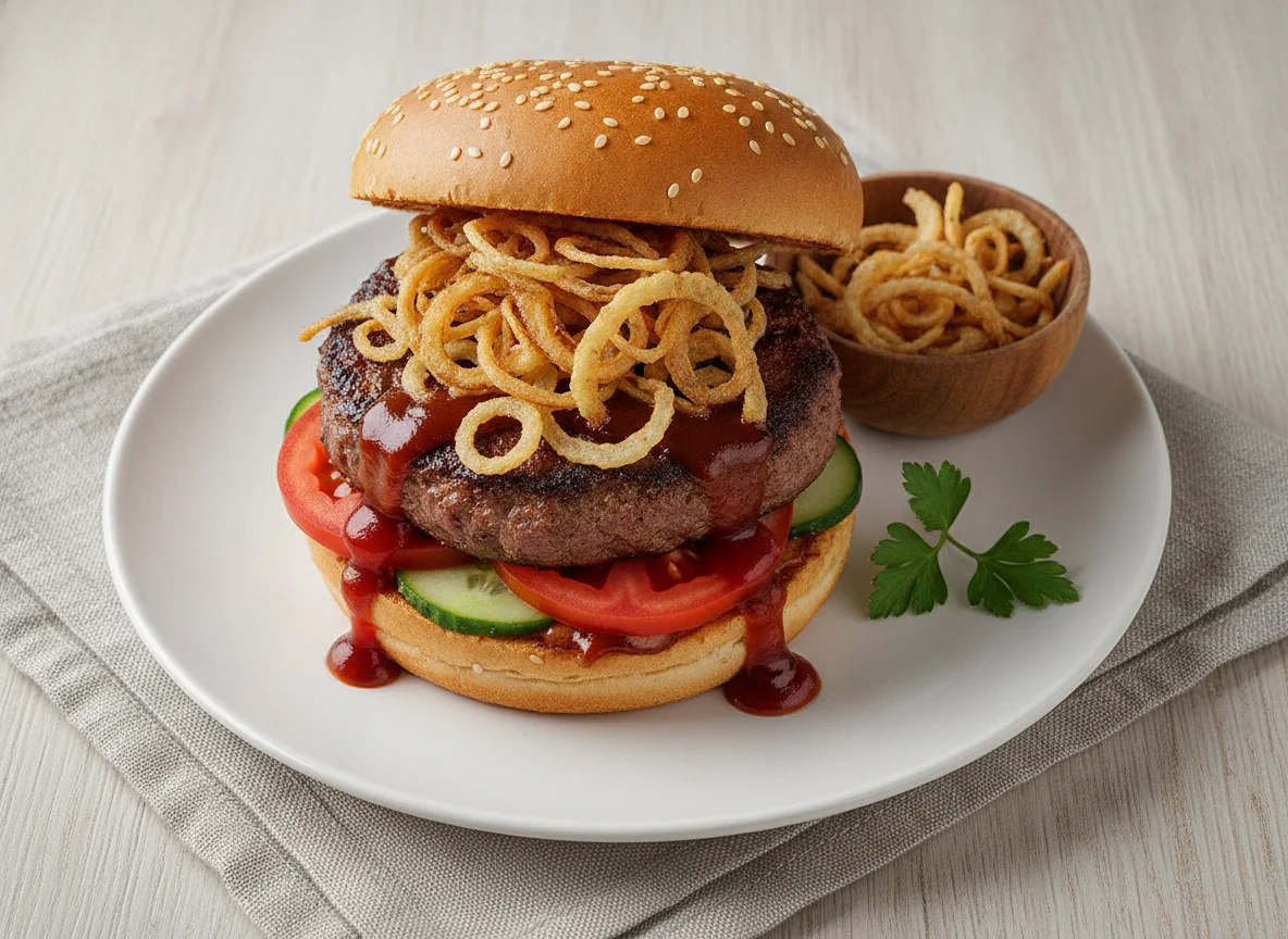 Hamburger mit Röstzwiebeln photo