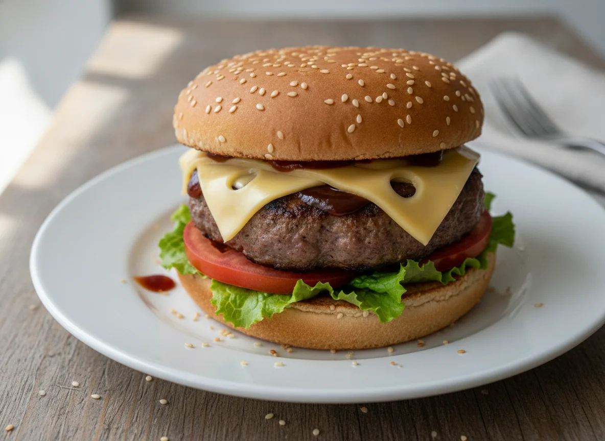 Hamburger mit Tomate und Salat photo