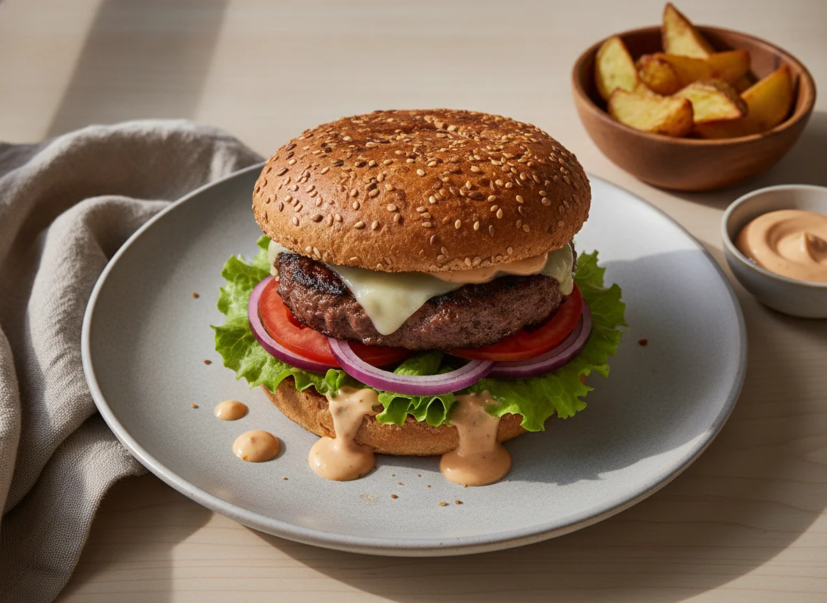 Hamburger mit Vollkornbrötchen photo
