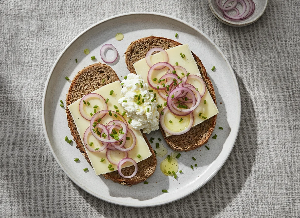 Handkäse mit Musik auf Vollkornbrot photo