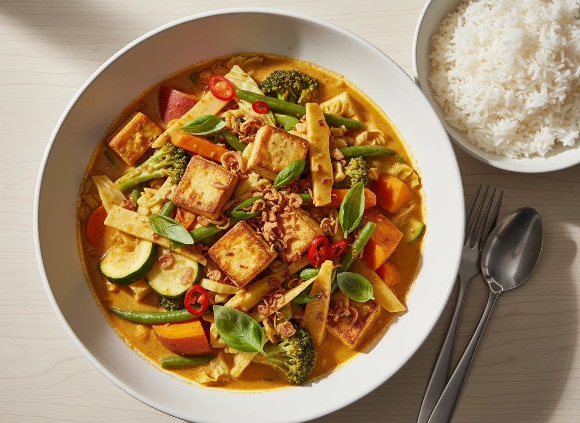 Hanoi Curry mit Tofu und Reis photo