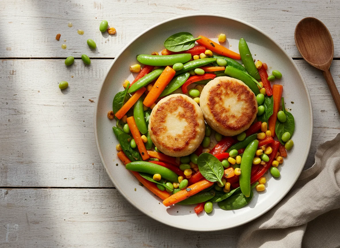 Hascheeknödel mit Gemüsepfanne photo
