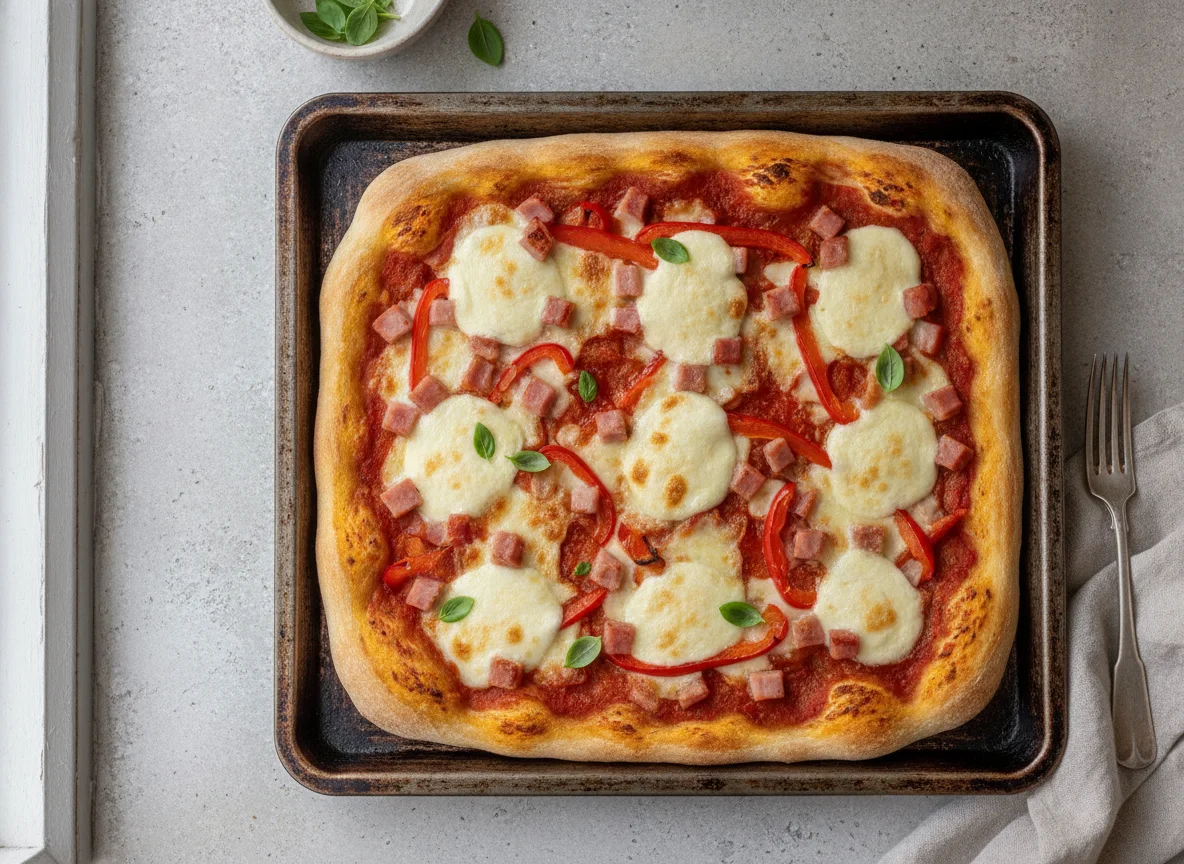 Hausgemachte Blechpizza photo