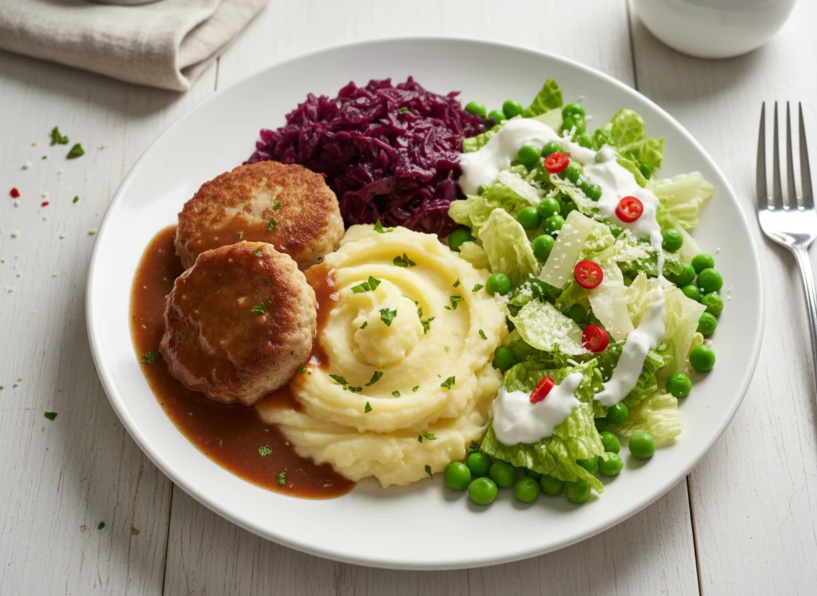 Hausmannskost mit Salat photo