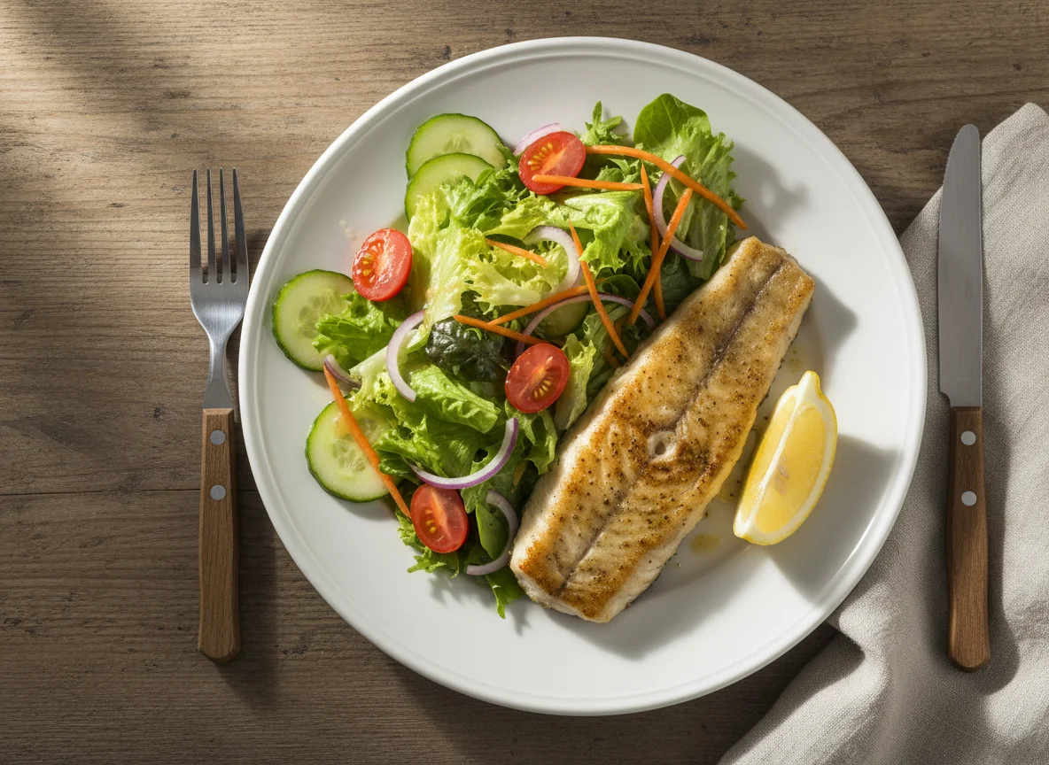 Hechtfilet mit Salat photo