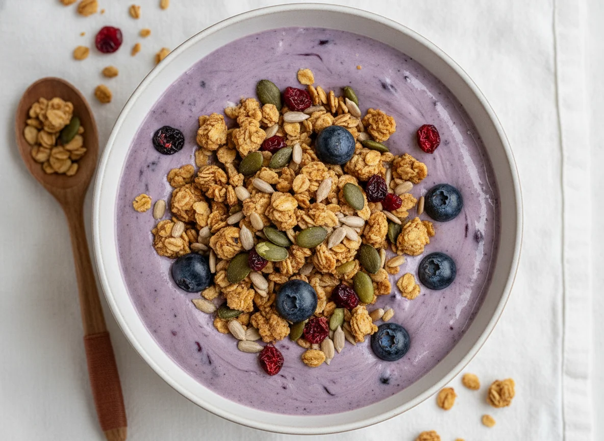 Heidelbeer-Joghurt mit Knuspermüsli photo