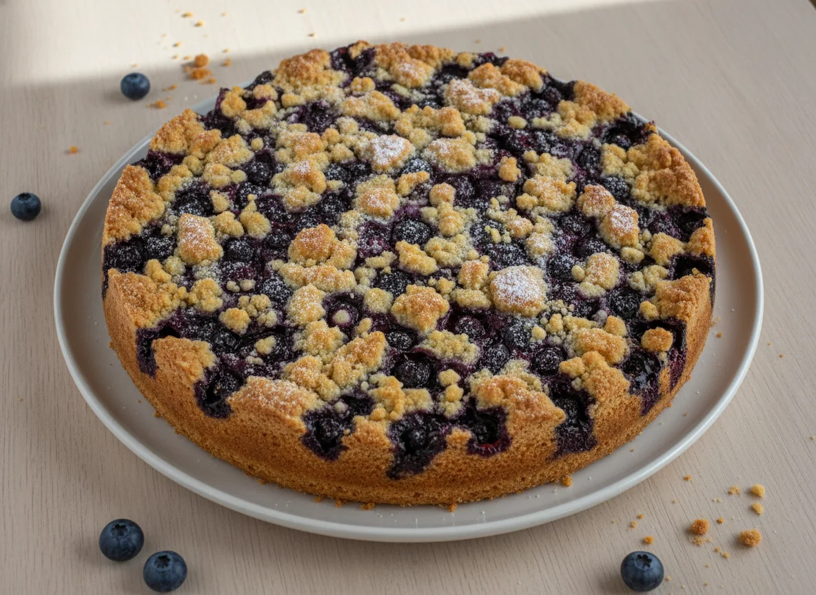 Heidelbeerkuchen mit Streuseln photo