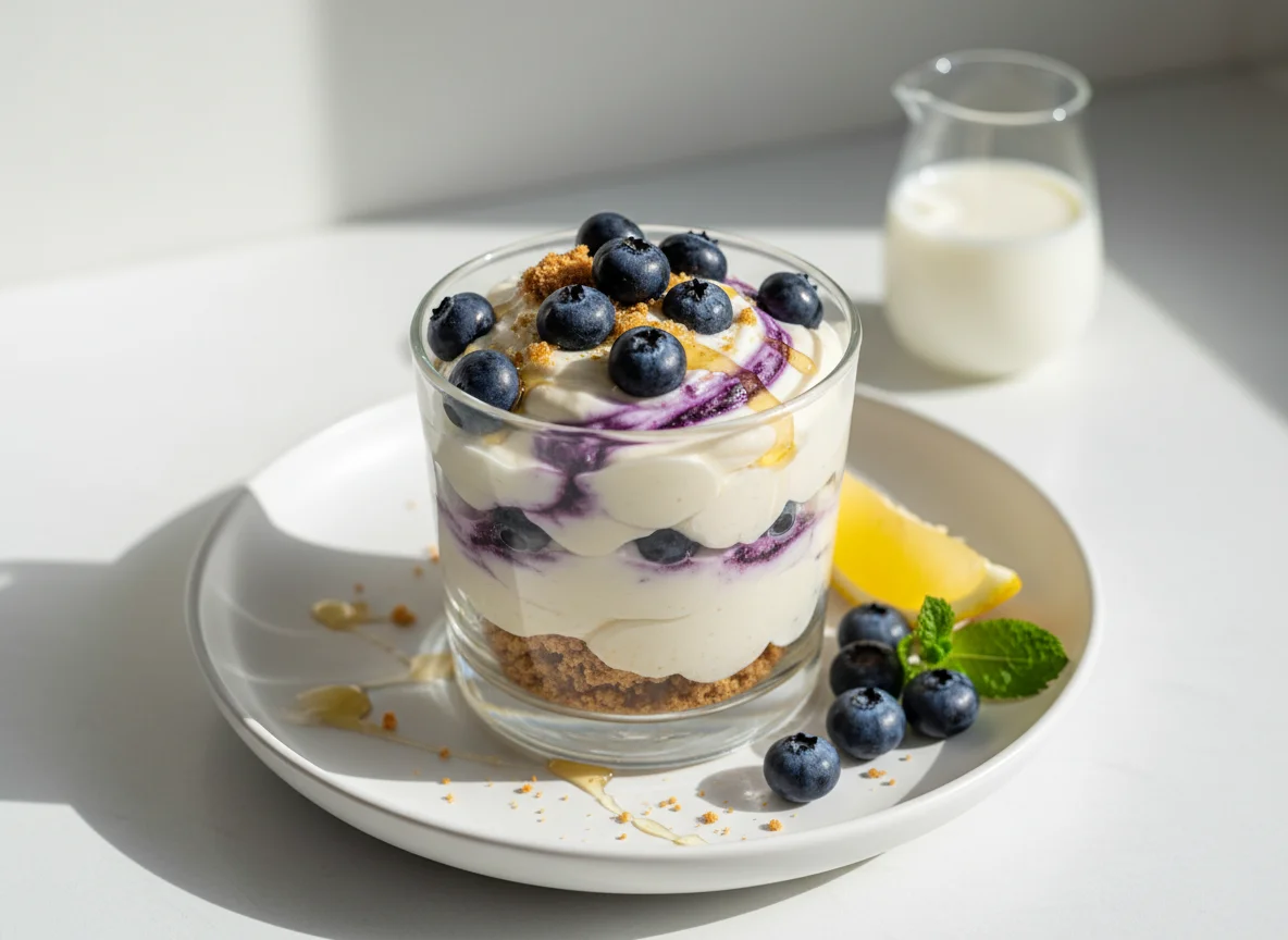Heidelbeer-Magerquark-Dessert photo