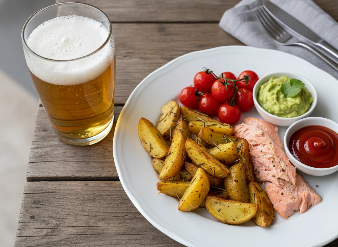 Helles Bier mit Beilagenteller photo