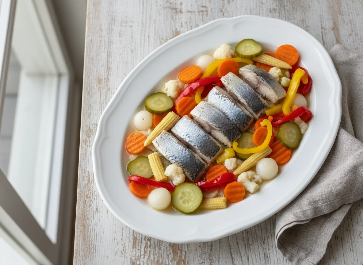 Hering mit eingelegtem Gemüse photo