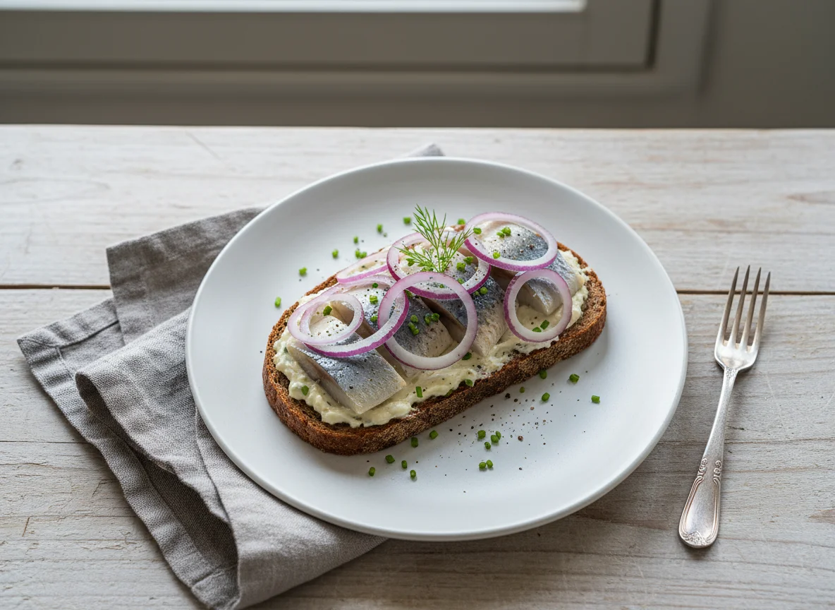 Heringsbrot mit Zwiebeln photo