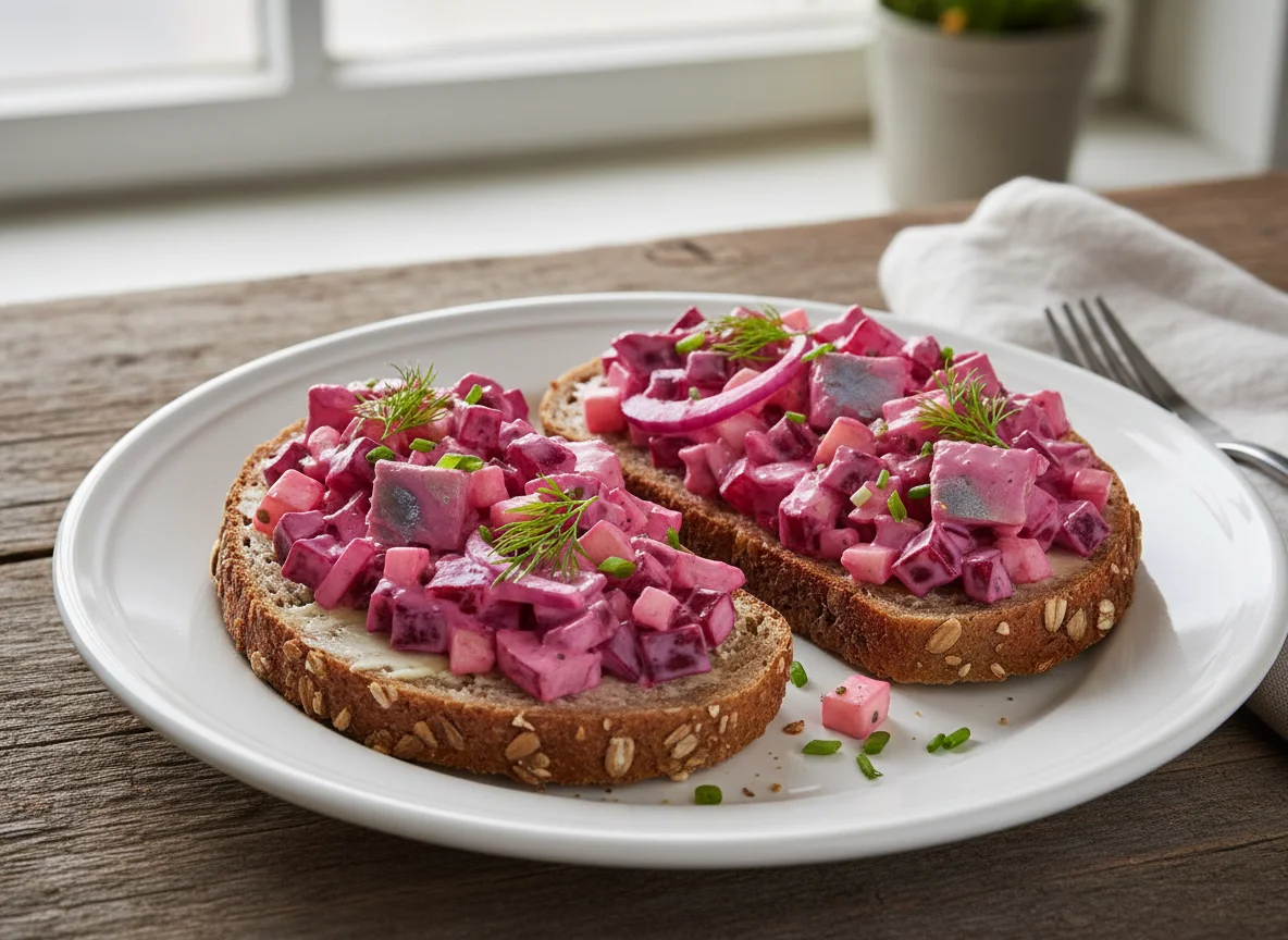 Heringssalat auf Vollkornbrot photo
