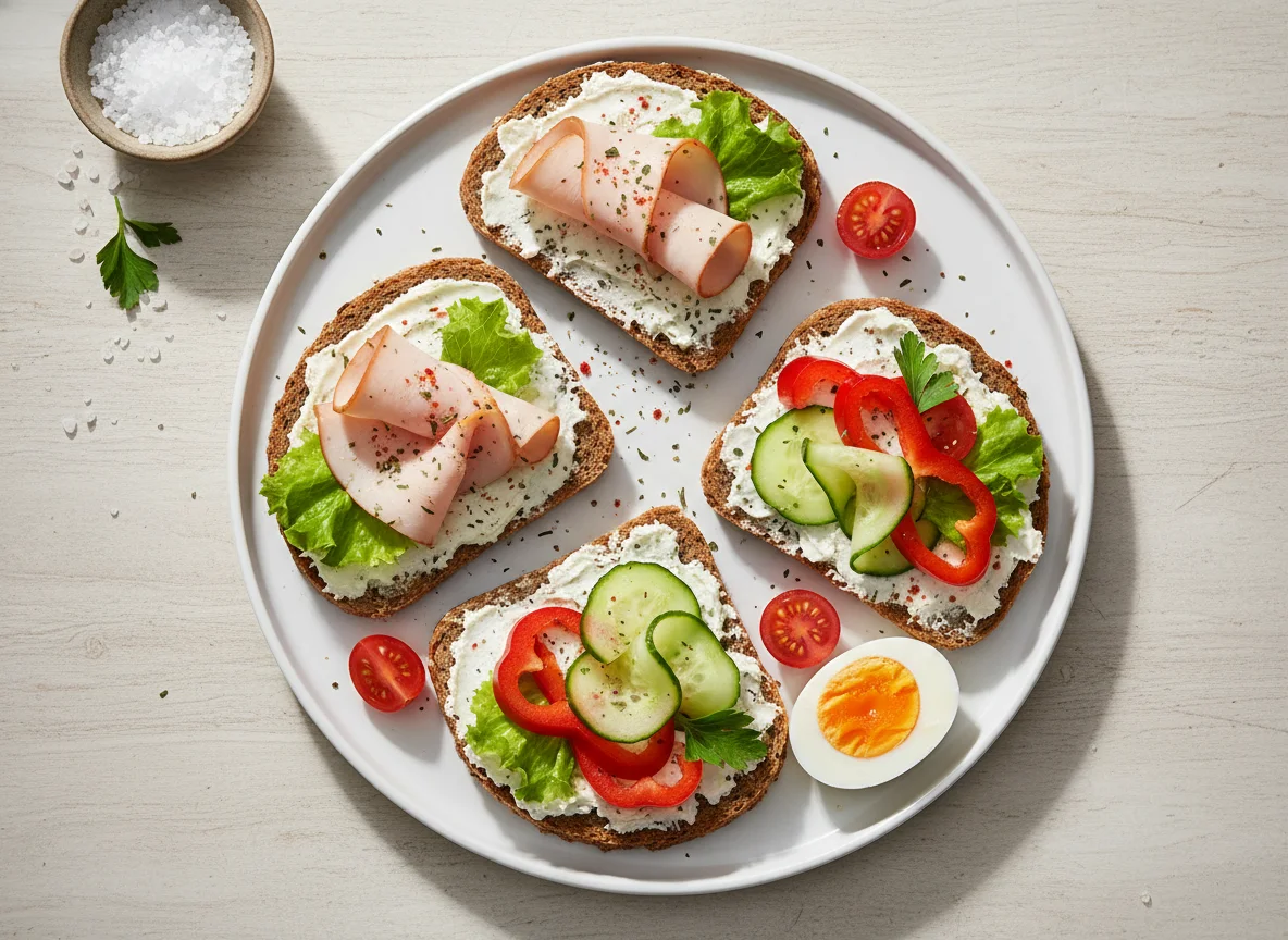 Herzhaftes Brot mit Beilagen photo