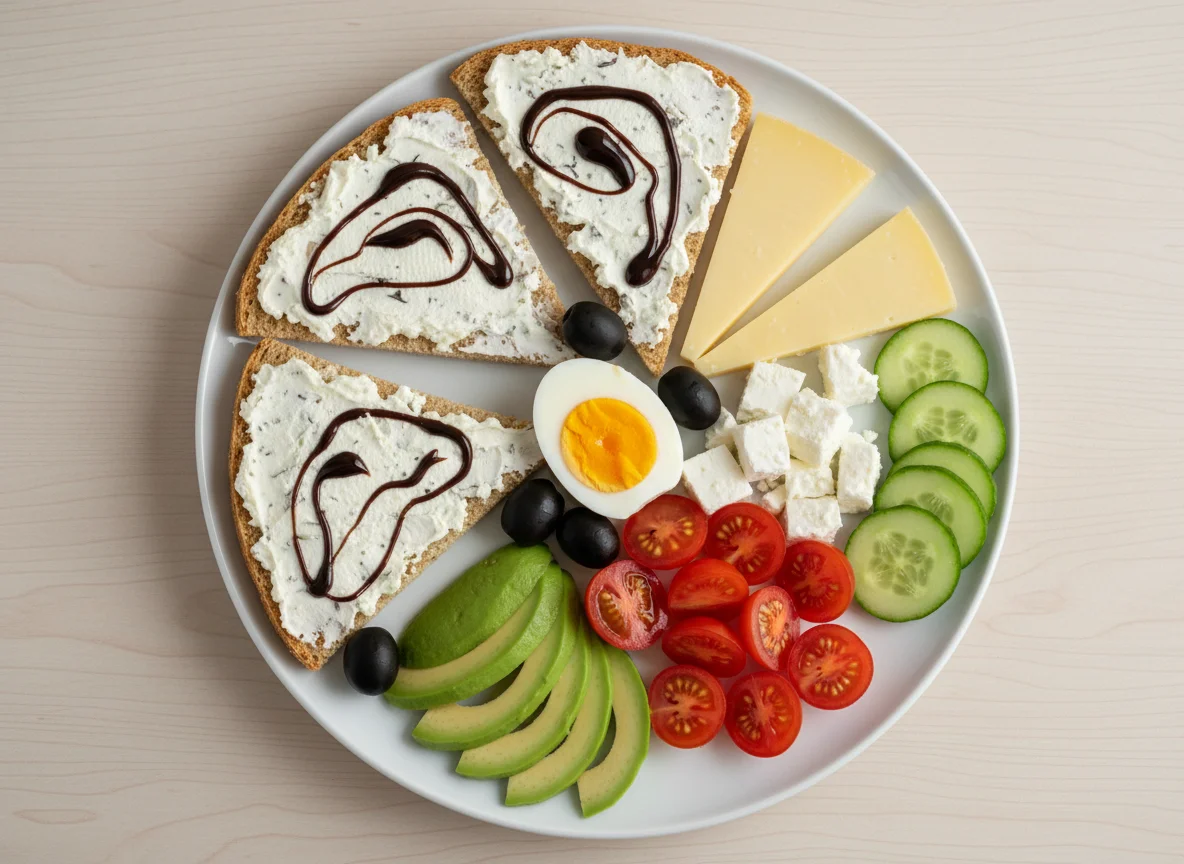 Herzhaftes Frühstück mit Knäckebrot und Käse photo