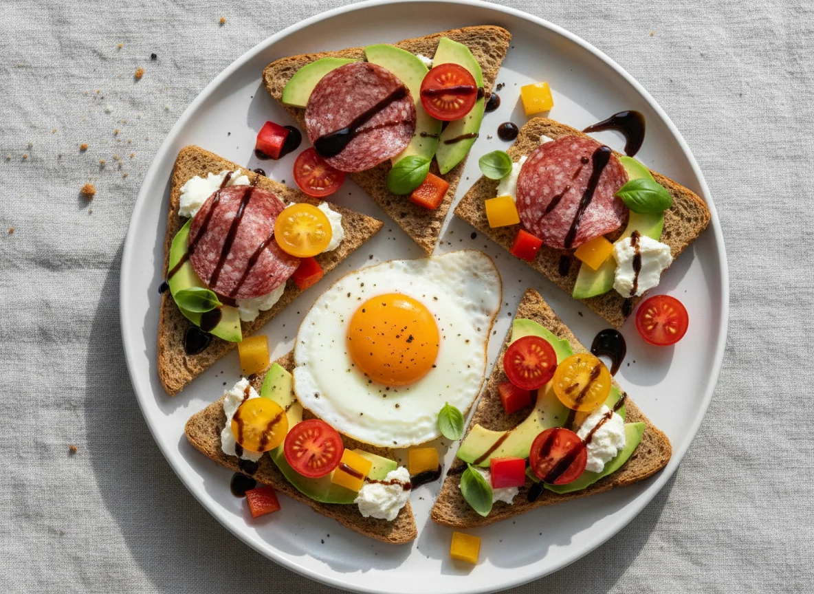 Herzhaftes Knäckebrot mit Beilagen photo
