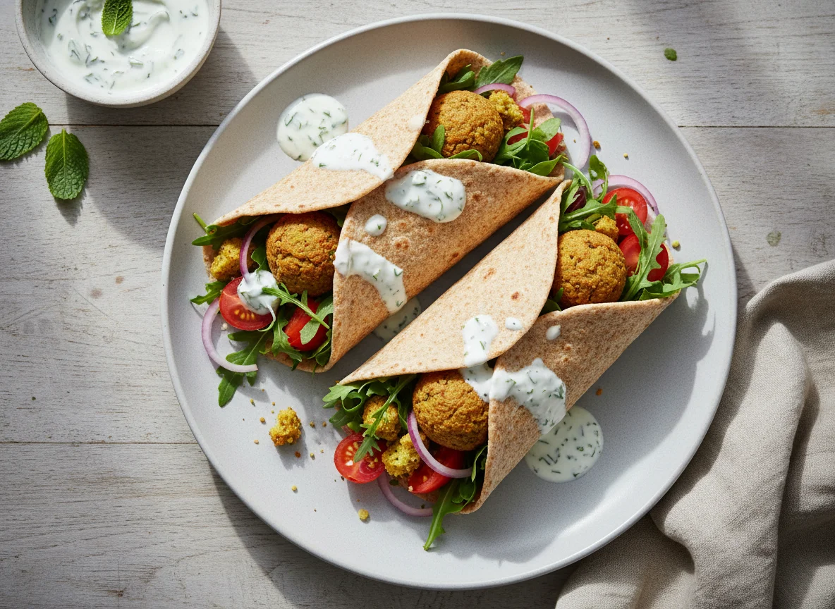 High Protein Wraps mit Falafel und Salat photo