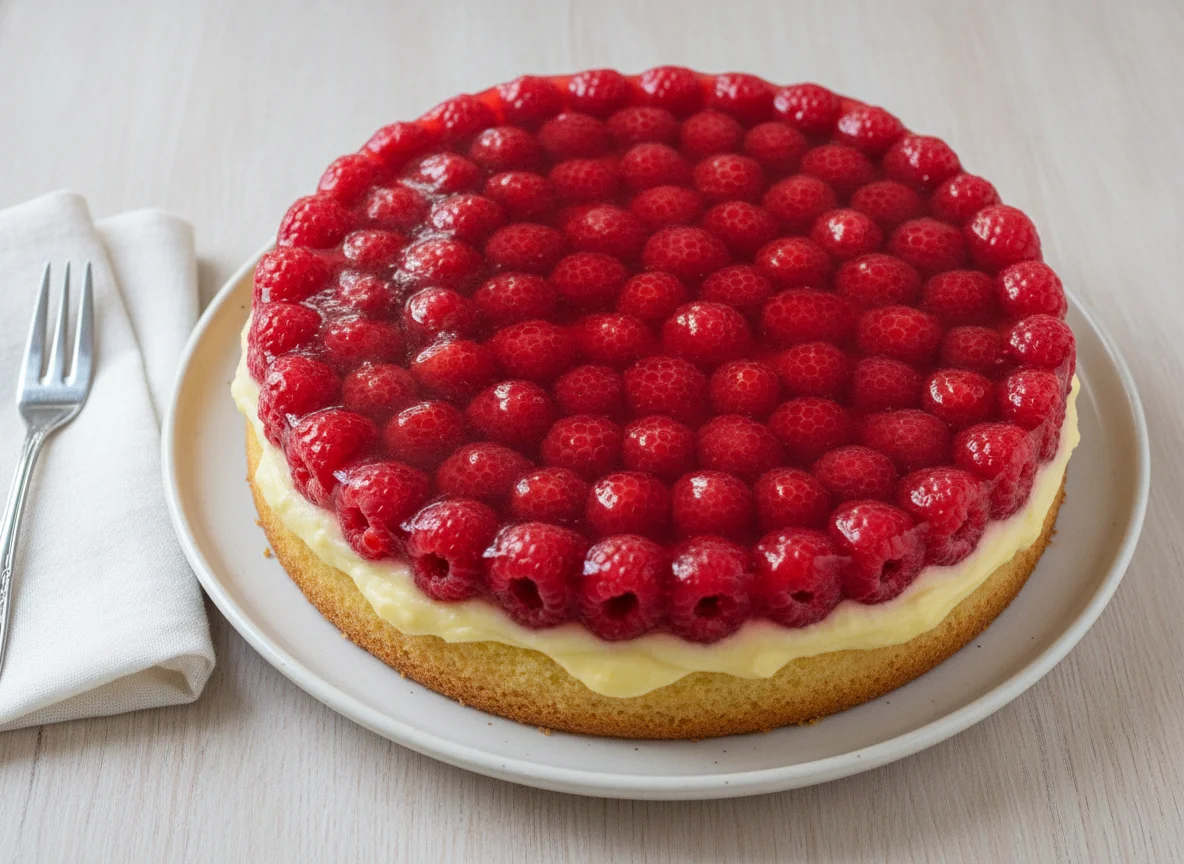 Himbeerkuchen mit Tortenguss photo
