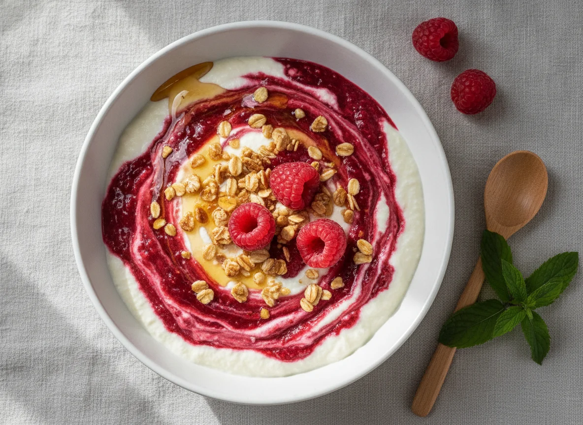 Himbeer-Quark-Speise photo