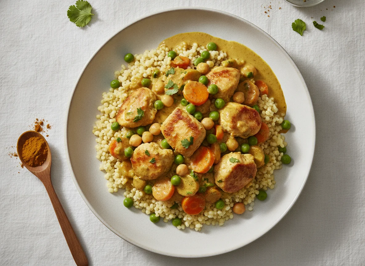 Hirse mit Hähnchen-Kichererbsen-Curry photo