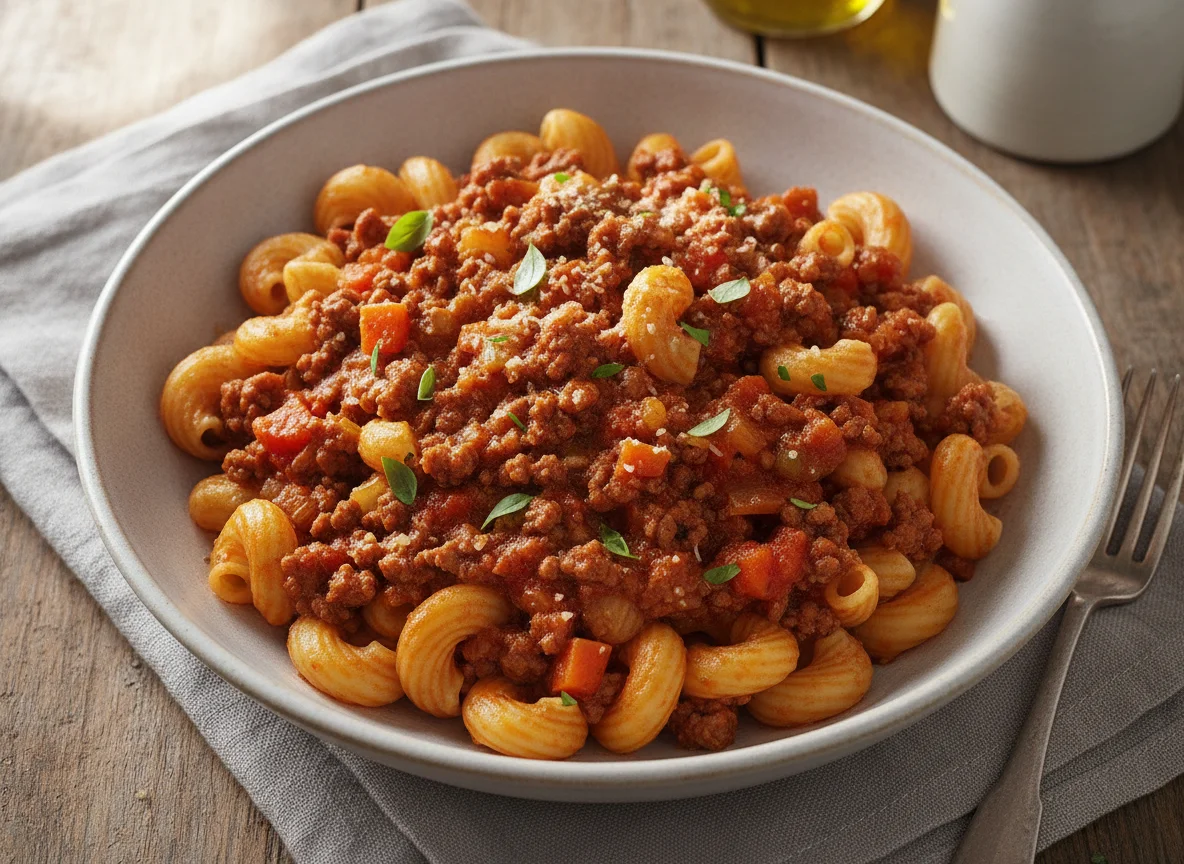 Hörnchennudeln mit Bolognese-Sauce photo