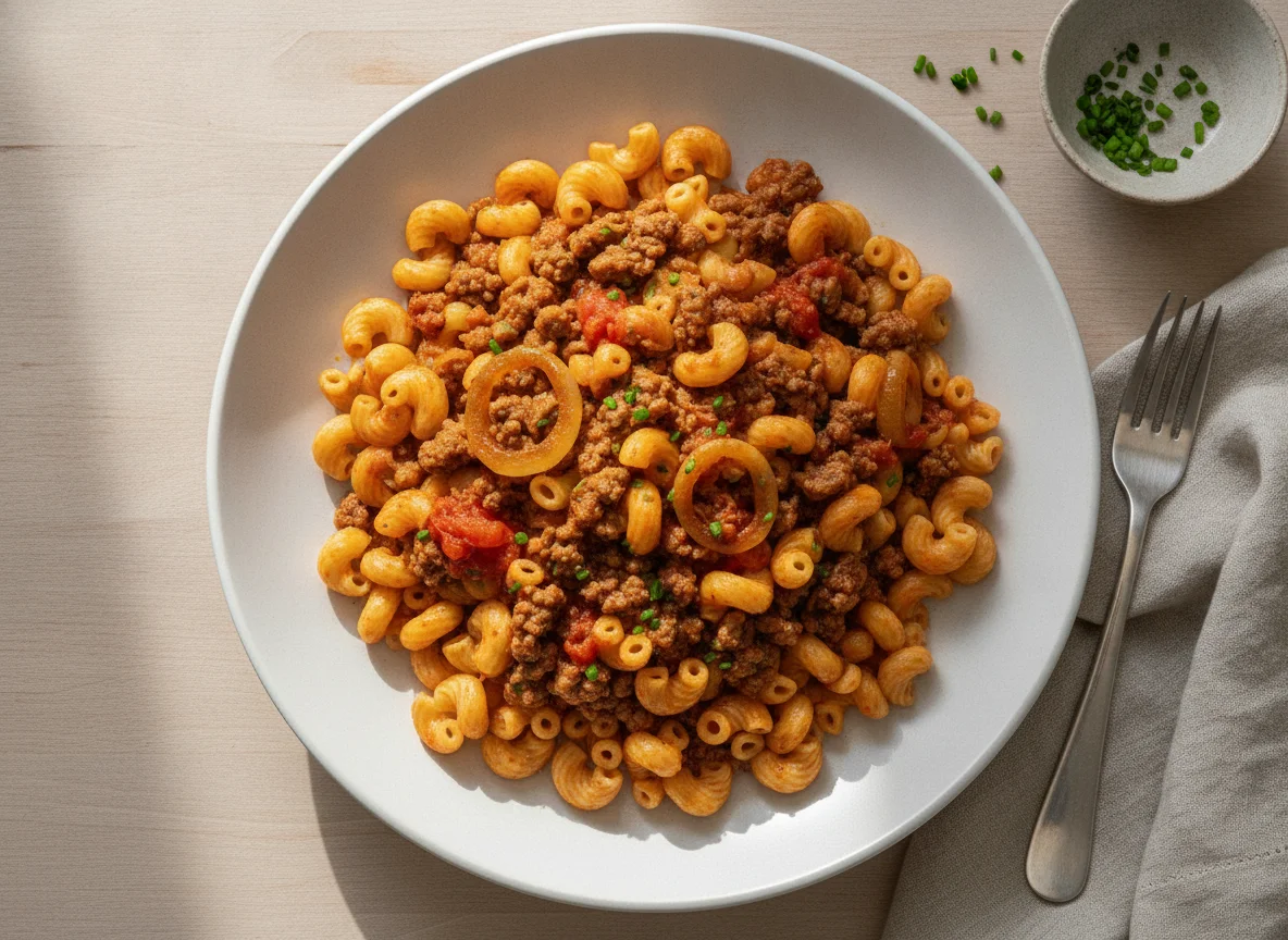 Hörnchennudeln mit Hackfleisch photo