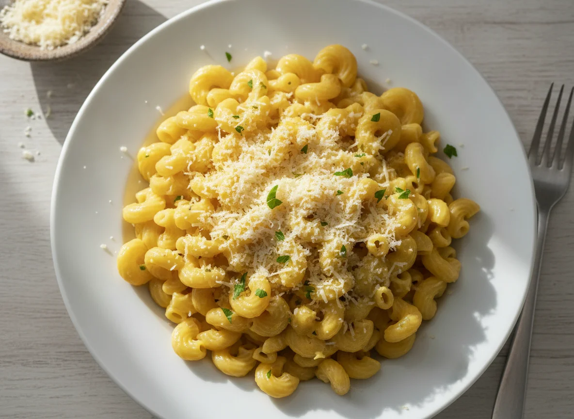Hörnchennudeln mit Käsesauce photo